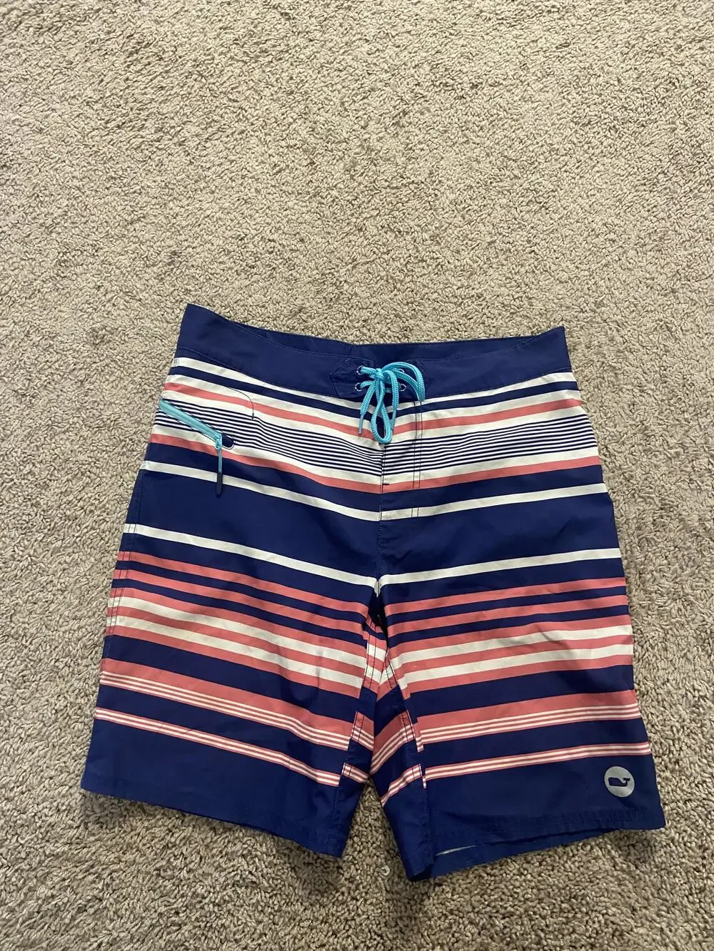 Vineyard Vines Shorts Mens 30 Blue Striped Board Shorts Swim Trunks Beach